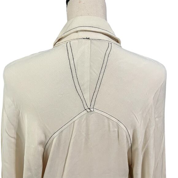 Free People Women's Ivory V-Neck Buttons Festival Boho Oversized Mini Dress Sz S - Picture 5 of 7